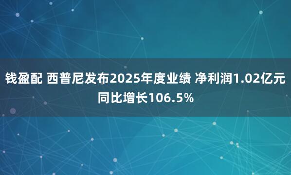 钱盈配 西普尼发布2025年度业绩 净利润1.02亿元同比增长106.5%